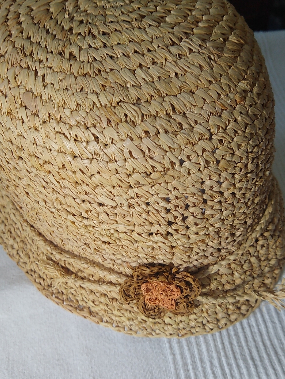 Cherokee Beige Straw Sun Hat with Flower Accent